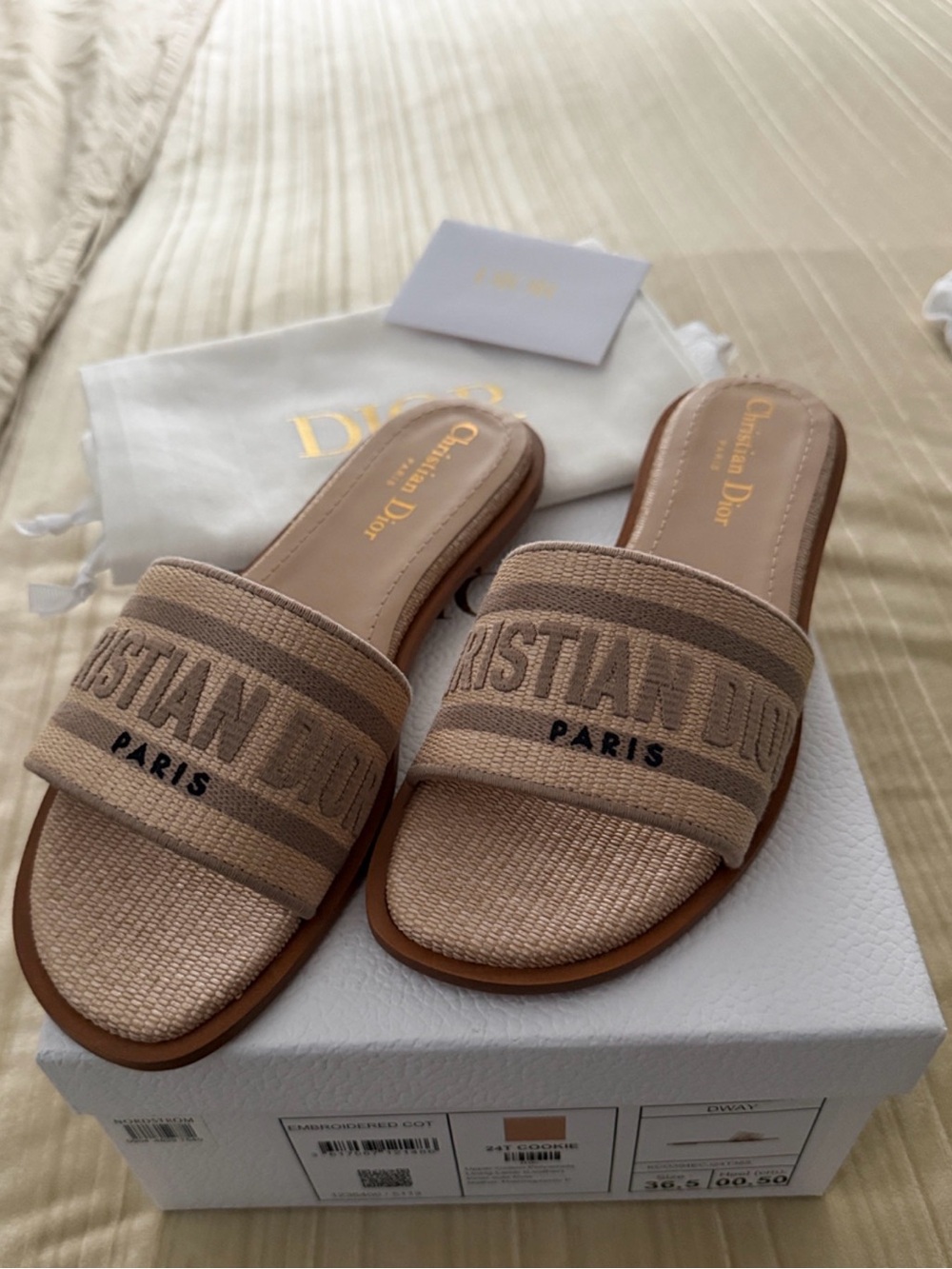 Dior Limited edition Summer Canvas Slide Mules with 'Christian Dior Paris' Band - Picture 9 of 9